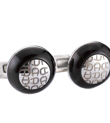 Aigner Engraved Initial Wood Silver Cufflinks 700750