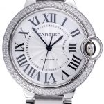 Swiss Cartier Ballon Bleu Silver Dial Diamond Case Stainless Steel Bracelet