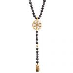 Bvlgari Snowflake Pendant Black Pearls Gold Necklace 700682