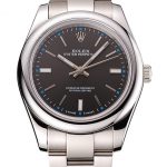 Rolex Oyster Perpetual Dark Rhodium Dial Stainless Steel Case And Bracelet