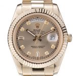 Rolex Swiss DayDate Gold Stainless Steel Ribbed Bezel Gold Dial 41997