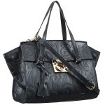Salvatore Ferragamo Embossed Black Leather Tote Bag 18927375