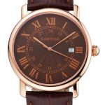 Cartier Ronde Solo Brown Dial Rose Gold Case Brown Leather Strap