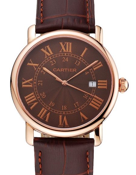 Cartier Ronde Solo Brown Dial Rose Gold Case Brown Leather Strap