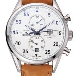 Tag Heuer Carrera SpaceX-7  White Dial Silver Stainless Steel Case Brown Suede Strap