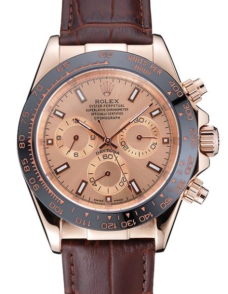 Rolex Cosmograph Daytona Brown Dial Rose Gold Case Brown Leather Bracelet  1454243