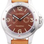 Panerai Luminor Brushed Stainless Steel Case Brown Dial Brown Leather Strap