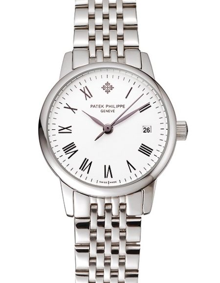 Patek Philippe Calatrava Ladies White Dial Stainless Steel Case And Bracelet 1453834