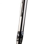 MontBlanc Pointed Tip Thick Rounded MB Engraved Silver Ballpoint Pen With Black Trimming