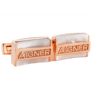 Aigner Logo Business Rose Gold Cufflinks 700634