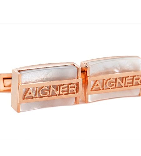 Aigner Logo Business Rose Gold Cufflinks 700634
