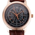 Swiss Patek Philippe Multi-Scale Chronograph Black Dial Rose Gold Case Brown Leather Strap
