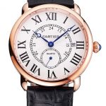 Cartier Ronde Louis Cartier White Dial Gold Case Black Leather Strap