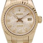 Rolex DateJust Ribbed Pattern Gold Bezel Gold Dial