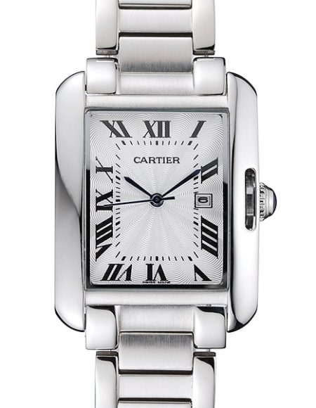 Cartier Tank Anglaise 30mm White Dial Stainless Steel Case And Bracelet