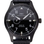 IWC Mark XVll Black Dial Black Stainless Steel Case Black Leather Strap