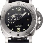 Swiss Panerai Luminor Submersible Black Dial Stainless Steel Case Black Rubber Strap