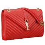 Saint Laurent Classic Monogram Satchel Red 607884