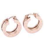 Bvlgari Replica Engraved Crystal Stud Center Rose-Gold Hoops