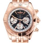 Breitling Chronomat Quartz Dark Blue Dial Rose Gold Case And Bracelet