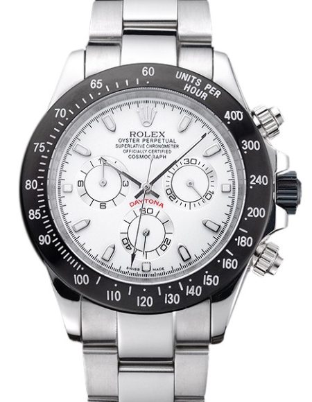 Rolex Daytona Stainless Steel Black Enameled White Dial