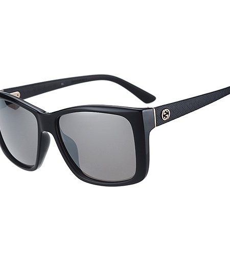 Gucci Square Frame Optyl Black Temples Grey Lens Sunglasses 308478