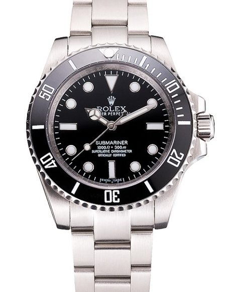Swiss Rolex Submariner No Date Black Dial And Bezel Stainless Steel Case And Bracelet