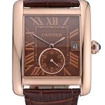 Cartier Tank MC Brown Dial Gold Case Brown Leather Strap  622583