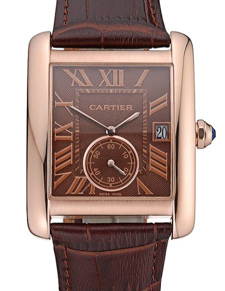Cartier Tank MC Brown Dial Gold Case Brown Leather Strap  622583