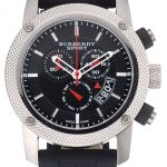 Round Burberry Sport Athlete Chronograph White Case Triple-eye Black Rubber Bracelet   622620