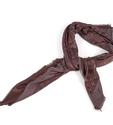 Louis Vuitton Monogram Silver Sunrise Shine Brown Shawl 621853