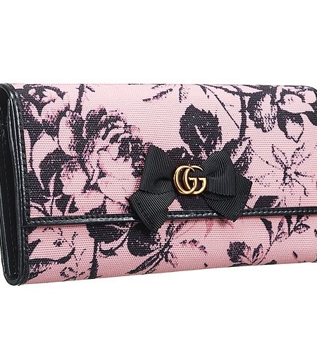 Gucci Black Flower Print Continental Canvas Wallet 18927226