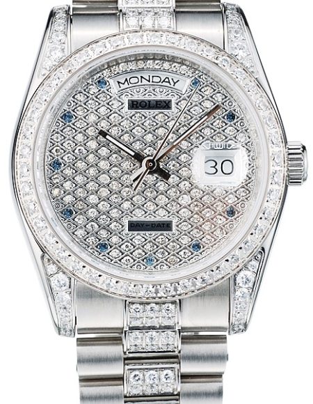 Rolex DayDate Diamond Plated Stainless Steel Bracelet Diamond Plated Dial 41986