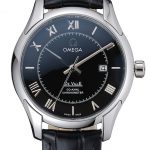 Omega DeVille Black Dial Stainless Steel Case Black Leather Strap  622829