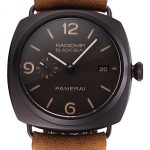 Swiss Panerai Radiomir Black Seal Brown Dial Black Case Brown Leather Strap