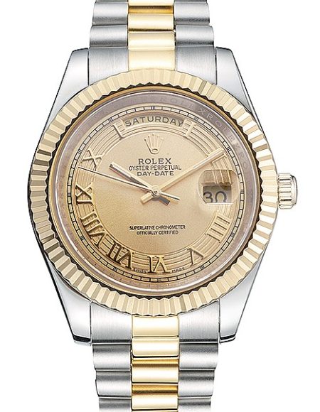 Rolex Day-Date Two Tone Stainless Steel 18k Gold Plated Gold Dial