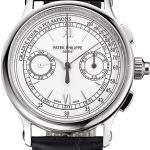 Swiss Patek Philippe 5170J Chronograph White Dial Stainless Steel Case Black Leather Strap