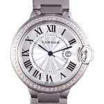 Cartier Ballon Bleu 42mm White Dial Diamonds Stainless Steel Case And Bracelet