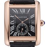 Cartier Tank MC Black Dial Gold Case Black Leather Strap  622580