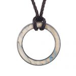 Bvlgari Cord Dark Mother of Pearl Circle Pendant Silver Necklace 700653