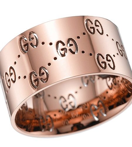 Gucci Icon Engraved Interlocking G Motif Rose Gold Ring 700722