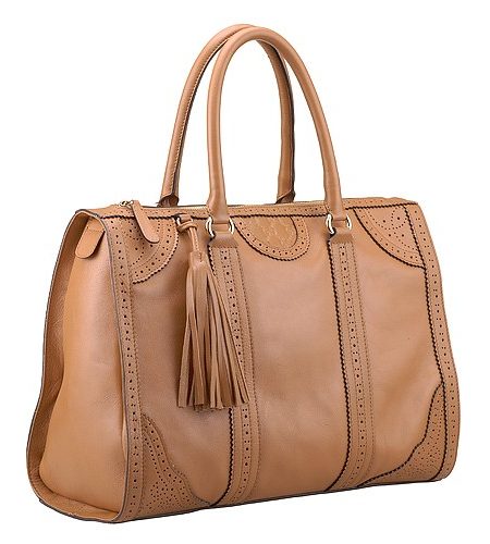 Gucci Duilio Brogue Tan Leather Tote