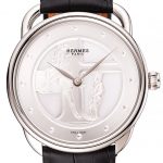Hermes Classic Croco Leather Strap Silver Dial 801400