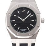 Audemars Piguet Royal Oak Fondation Black Dial Stainless Steel Case Black Leather Strap