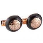 Aigner Engraved Initial Wood And Rose Gold Cufflinks 700749