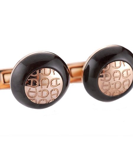 Aigner Engraved Initial Wood And Rose Gold Cufflinks 700749