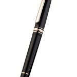 MontBlanc Gold Trimmed Black Enamel Fountain Pen With MB Engraving