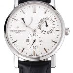 Swiss Vacheron Constantin Patrimony Quantieme Reserve De Marche Cream Dial Stainless Steel Case Black Leather Strap