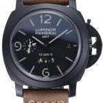 Panerai Luminor GMT Ion Plated Stainless Steel Bezel Khaki Leather Bracelet  622315