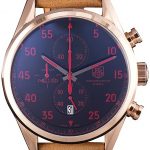 Tag Heuer Carrera SpaceX Rose Gold Bezel with Black Dial and Light Brown Leather Strap  621532